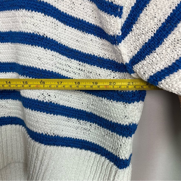 J.Crew Textured Tie Back Rollneck Sweater Sz S Blue White Oversized Boxy 2024 - Picture 6 of 15